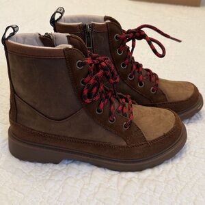 UGG Waterproof Kids Brown Boots with Red Laces